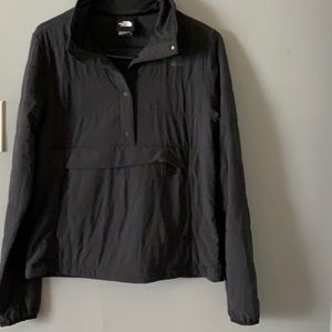 Charcoal black North Face Pull over, 3/4 snap up